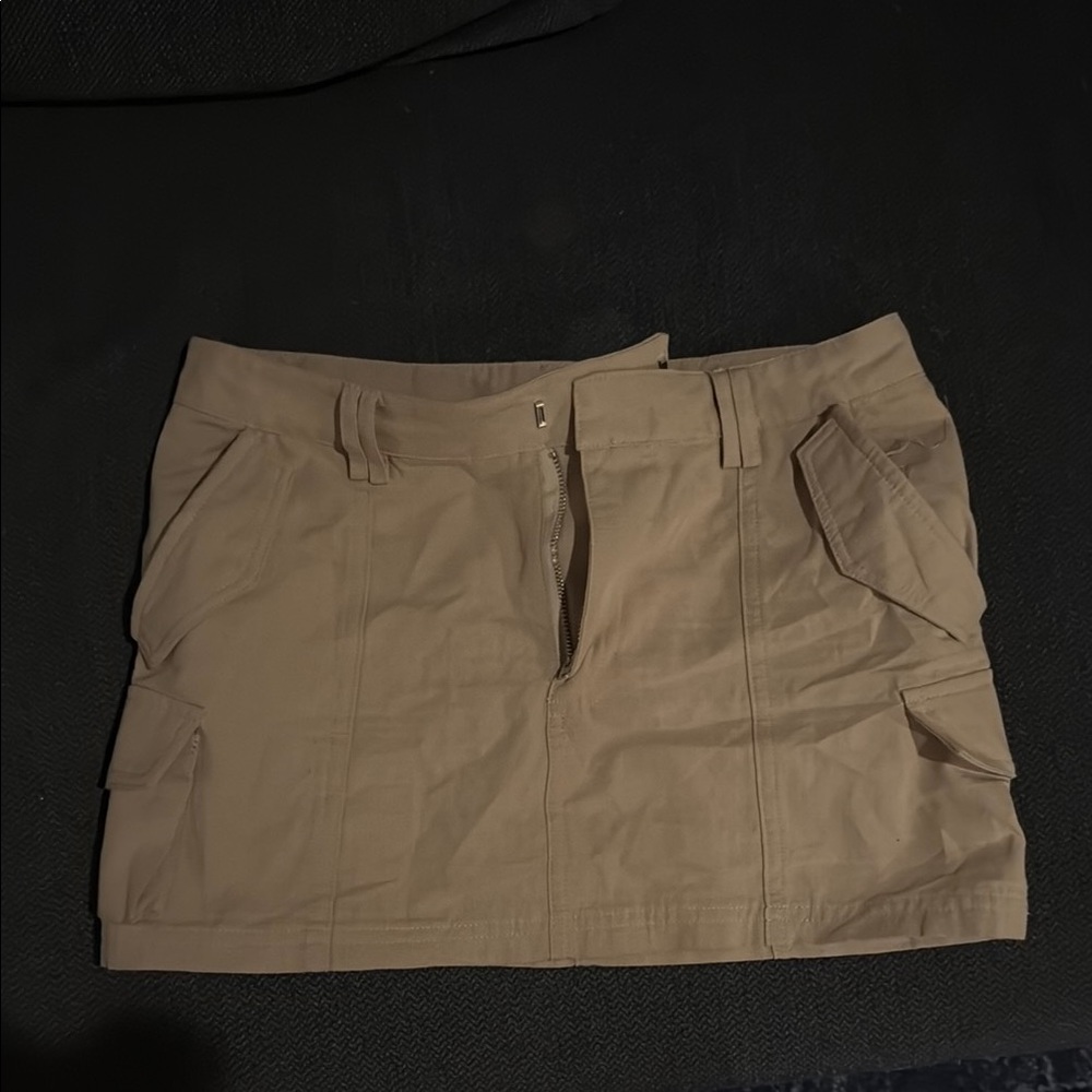 Tan Cargo Mini Skirt